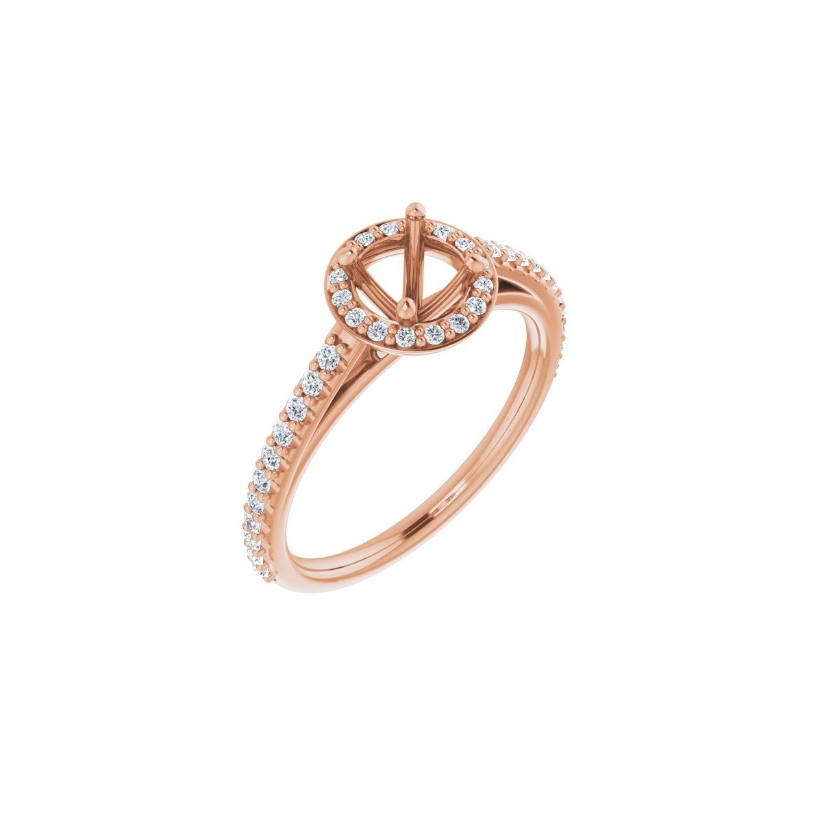 Natural Diamond Round Halo-Style Engagement Ring Semi-Mount - 14K Rose Gold - Series 121987