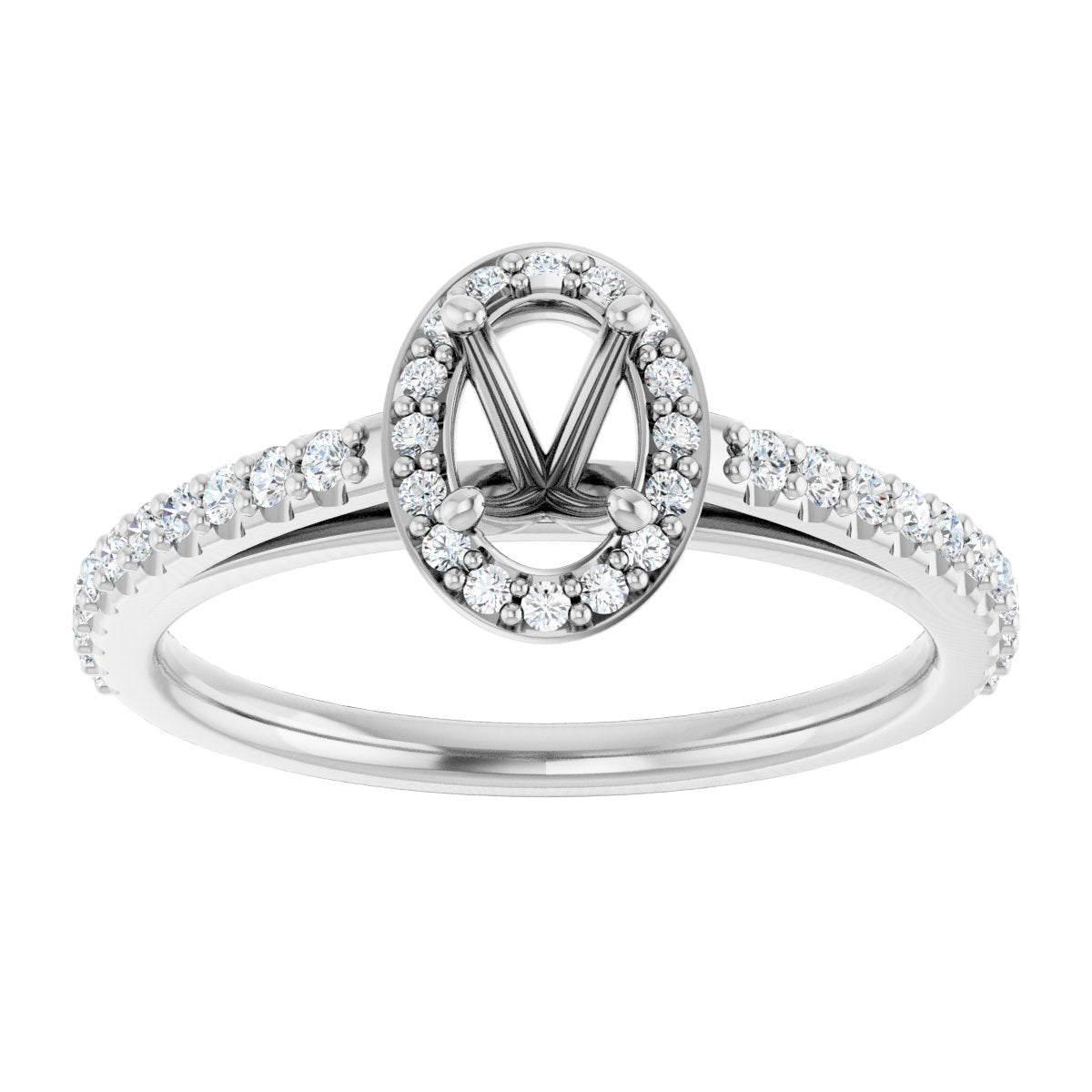 Oval Halo-Style Engagement Ring Semi-Mount - gallery - Series 121987