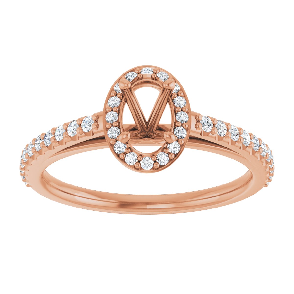 Oval Halo-Style Engagement Ring Semi-Mount - gallery - Series 121987