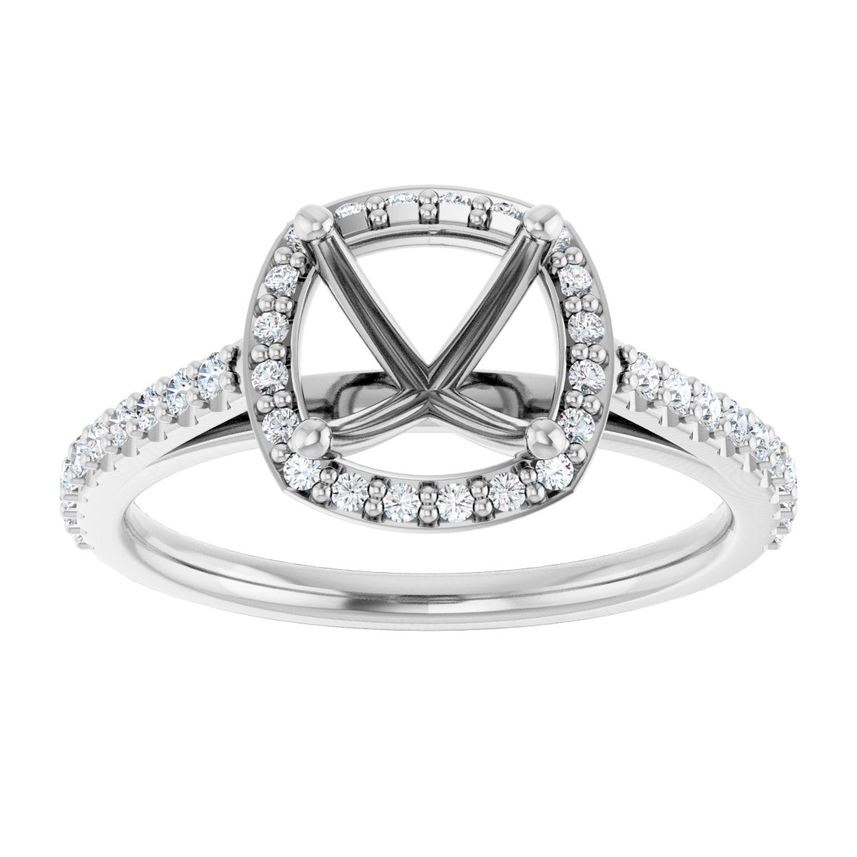 Cushion Halo-Style Engagement Ring Semi-Mount - gallery - Series 121987
