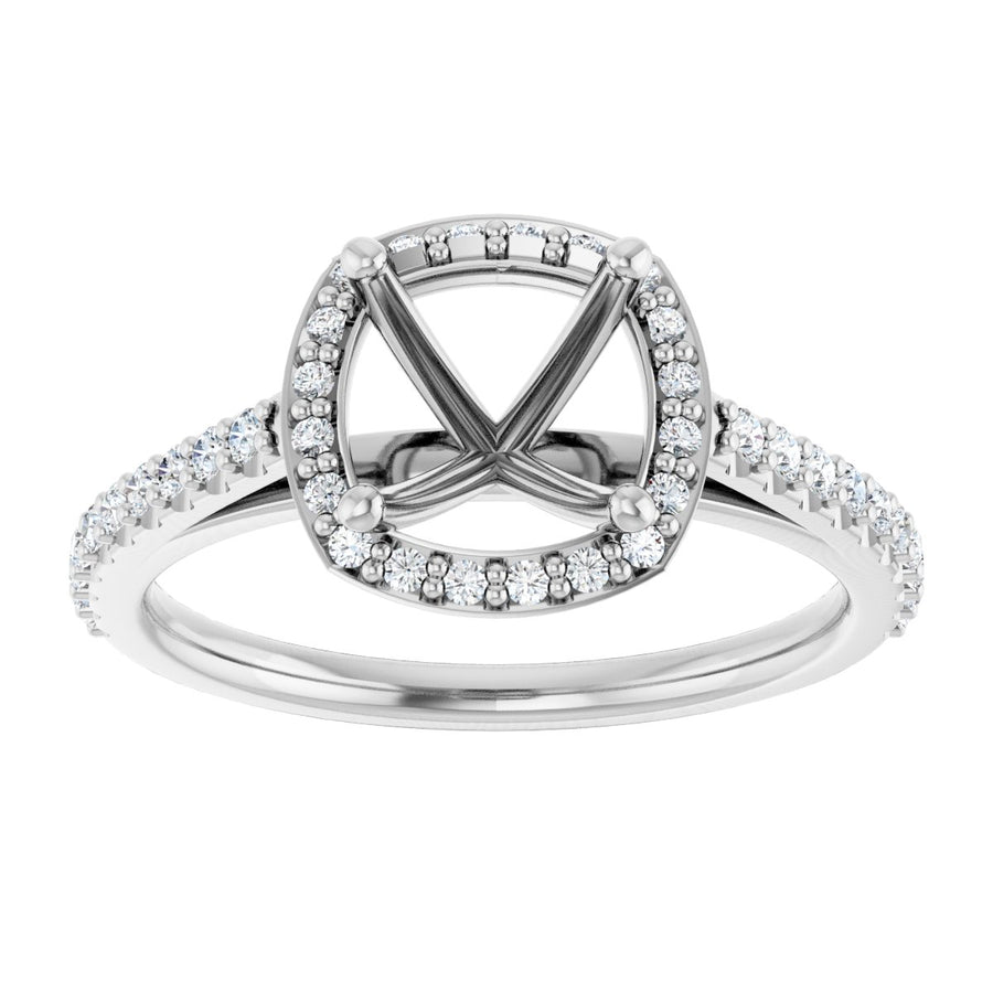 Cushion Halo-Style Engagement Ring Semi-Mount - gallery - Series 121987