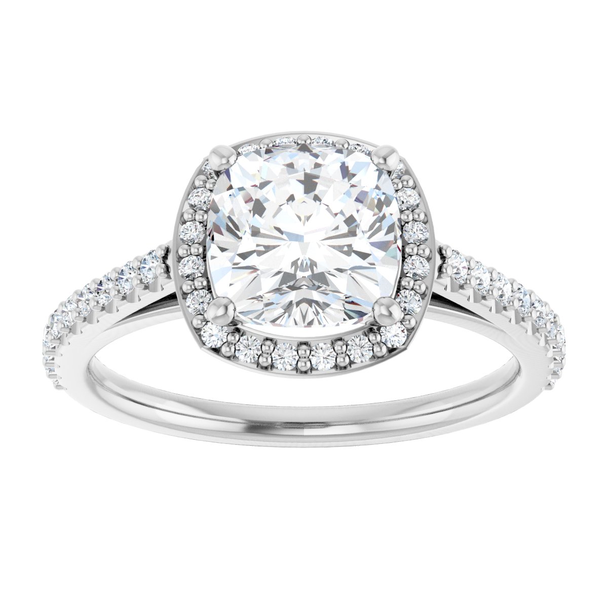Cushion Halo-Style Engagement Ring Semi-Mount - gallery - Series 121987