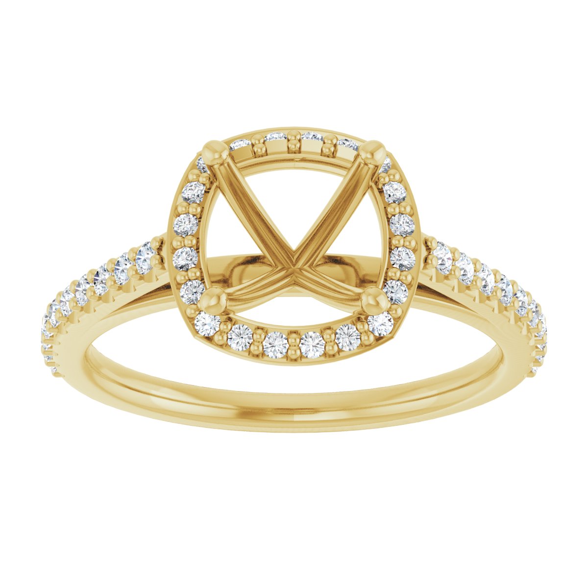Cushion Halo-Style Engagement Ring Semi-Mount - gallery - Series 121987