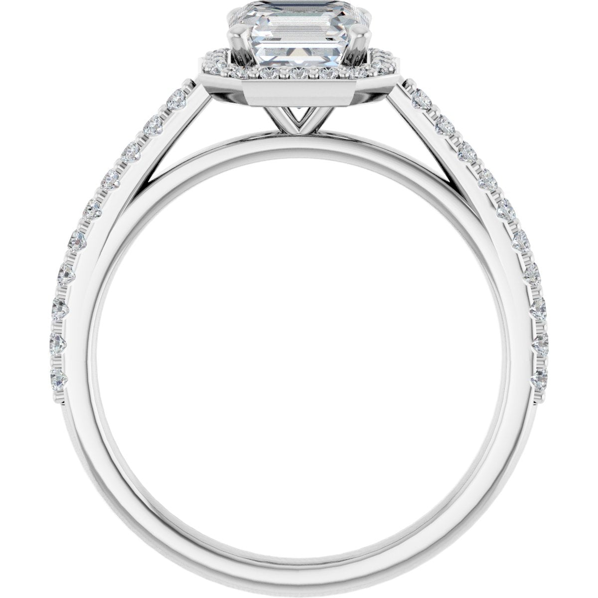 Asscher Halo-Style Engagement Ring Semi-Mount - gallery - Series 121987