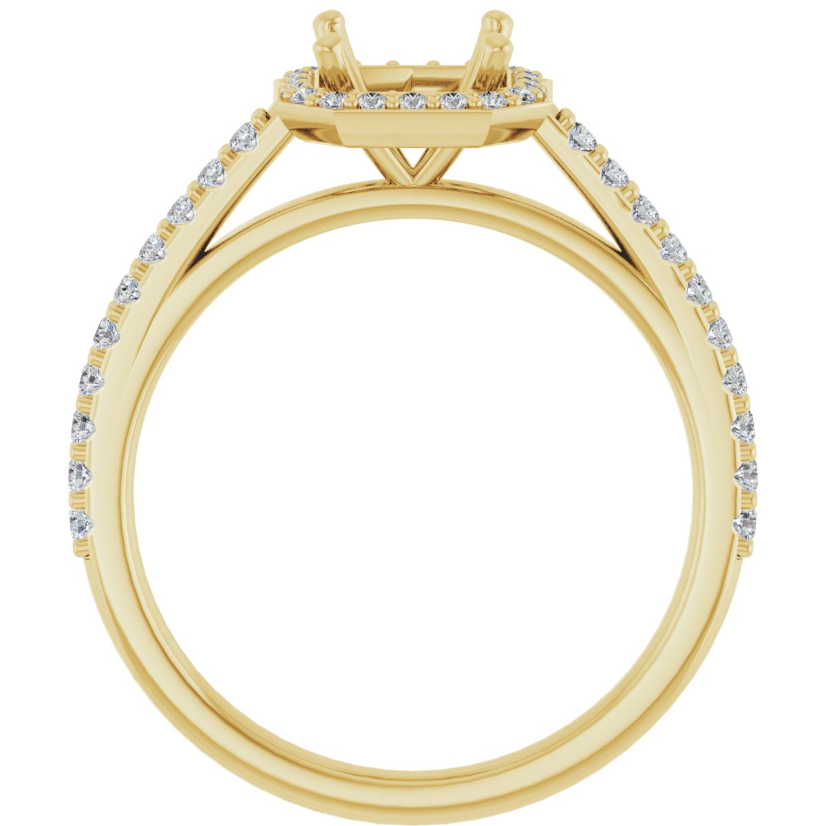 Asscher Halo-Style Engagement Ring Semi-Mount - gallery - Series 121987