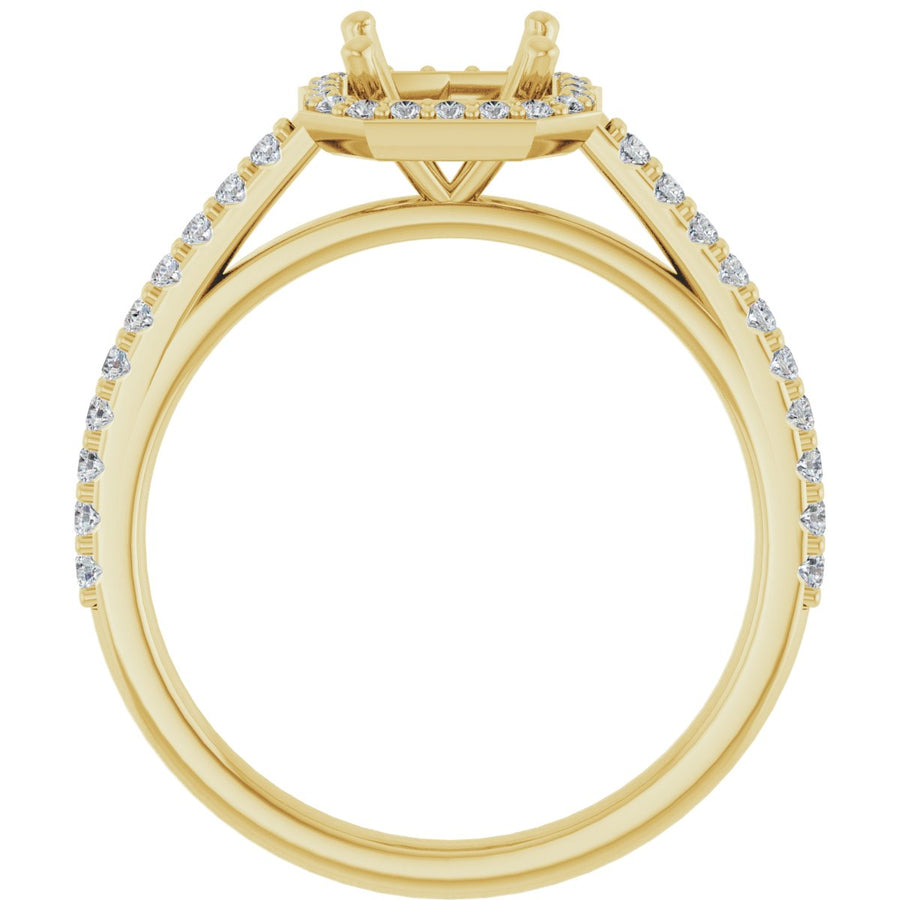 Asscher Halo-Style Engagement Ring Semi-Mount - gallery - Series 121987