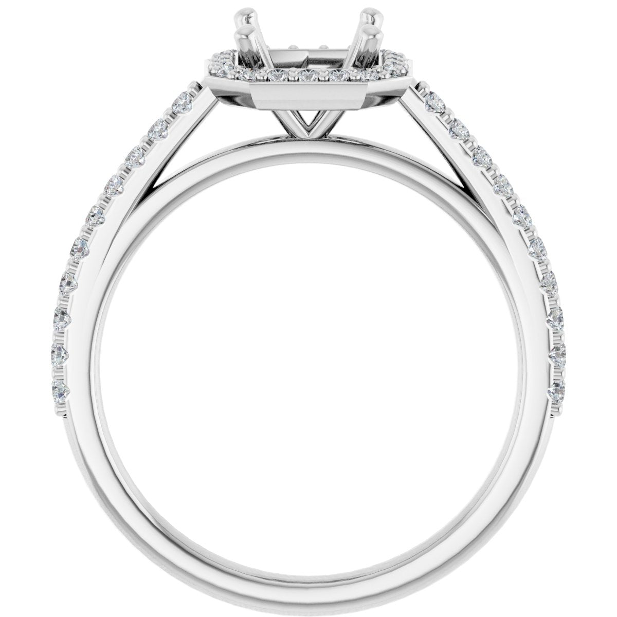 Asscher Halo-Style Engagement Ring Semi-Mount - gallery - Series 121987