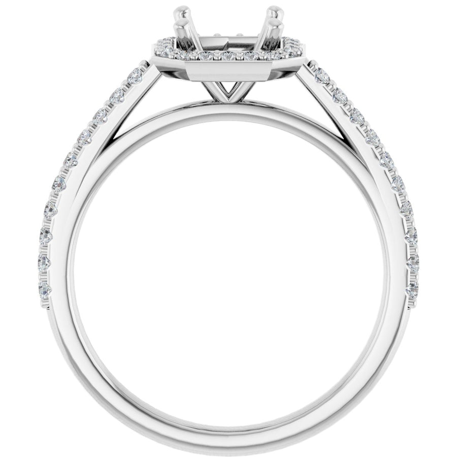 Asscher Halo-Style Engagement Ring Semi-Mount - gallery - Series 121987