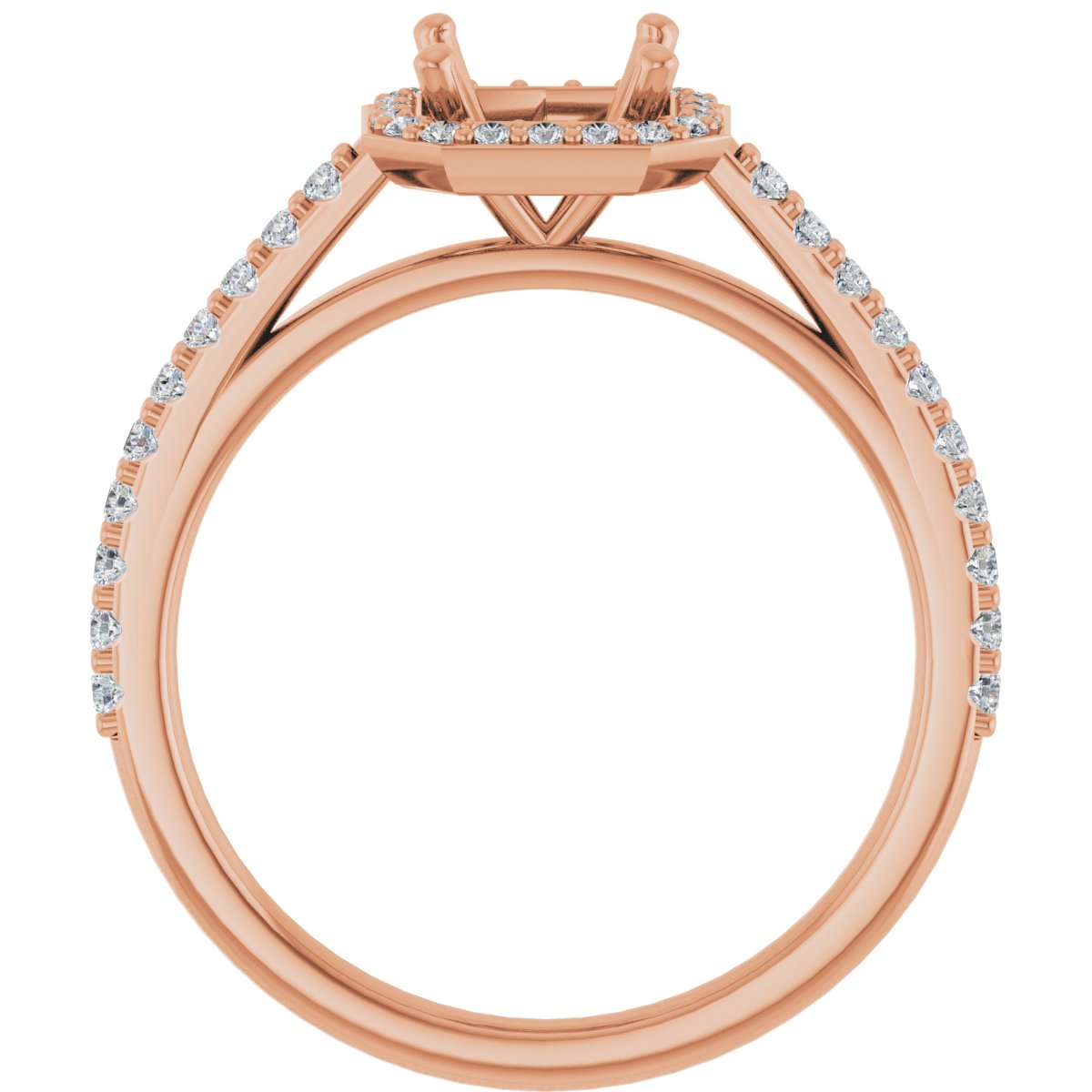 Asscher Halo-Style Engagement Ring Semi-Mount - gallery - Series 121987