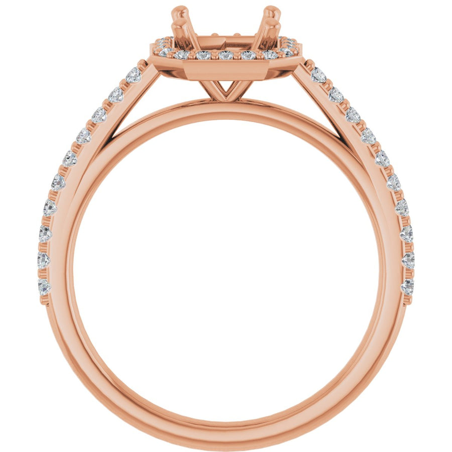Asscher Halo-Style Engagement Ring Semi-Mount - gallery - Series 121987