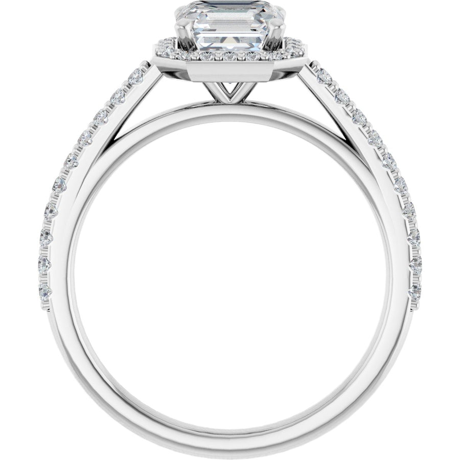 Asscher Halo-Style Engagement Ring Semi-Mount - gallery - Series 121987