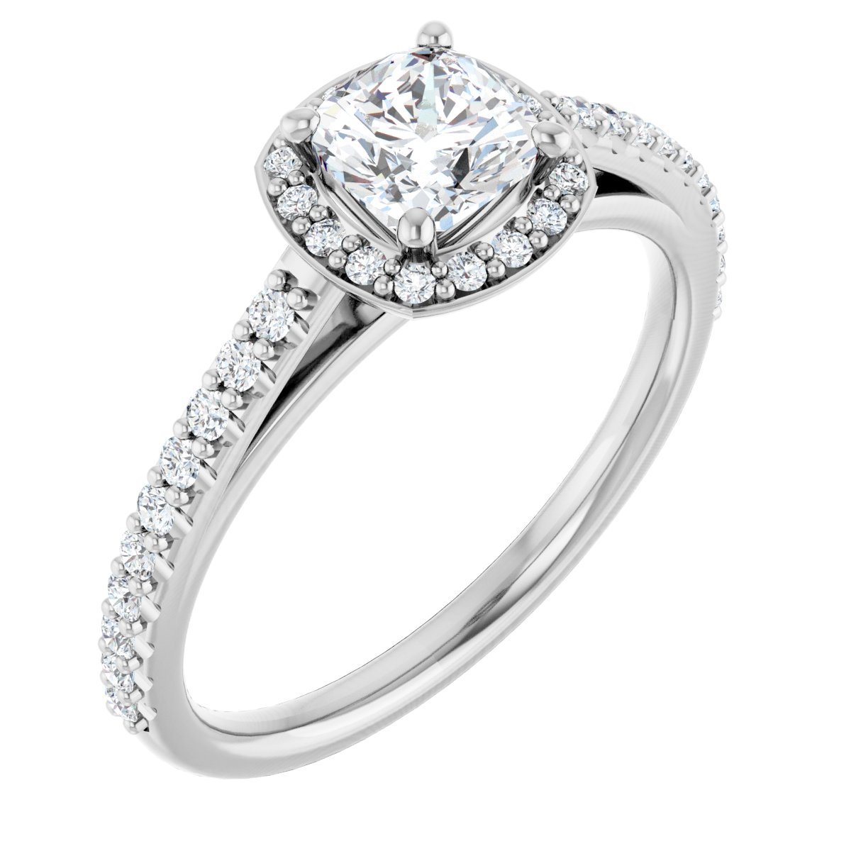 Natural Diamond Cushion Halo-Style Engagement Ring Semi-Mount - Platinum - Series 121987