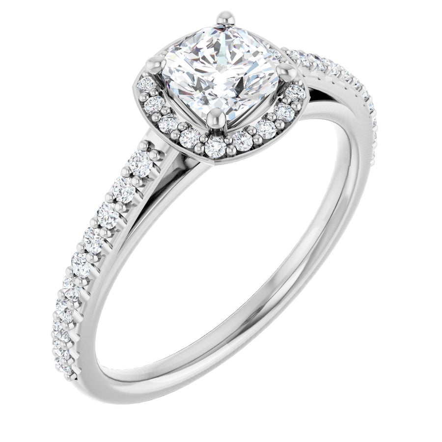 Natural Diamond Cushion Halo-Style Engagement Ring Semi-Mount - Platinum - Series 121987