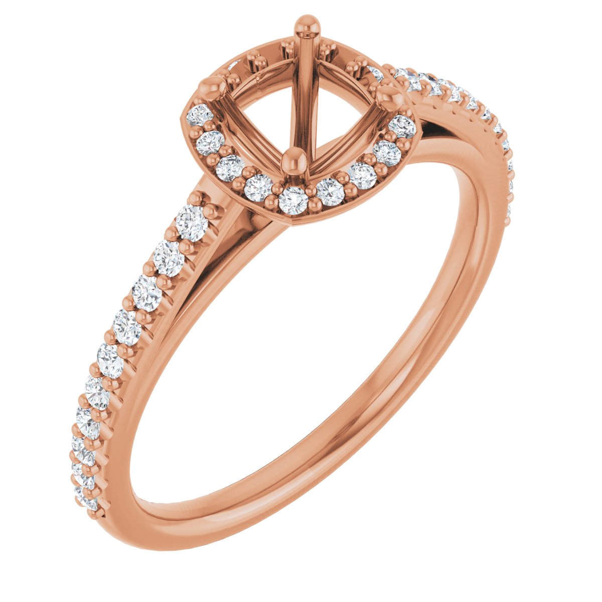 Natural Diamond Cushion Halo-Style Engagement Ring Semi-Mount - 14K Rose Gold - Series 121987