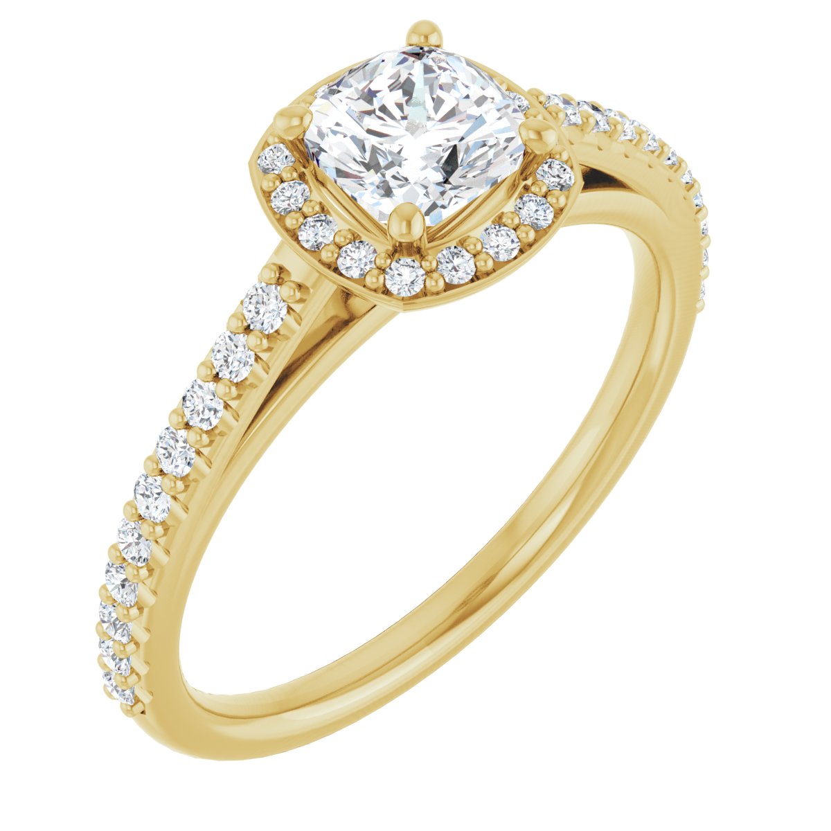 Natural Diamond Cushion Halo-Style Engagement Ring Semi-Mount - 14K Yellow Gold - Series 121987