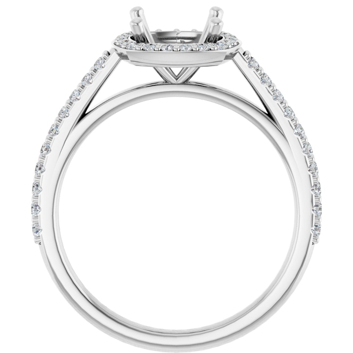 Cushion Halo-Style Engagement Ring Semi-Mount - gallery - Series 121987