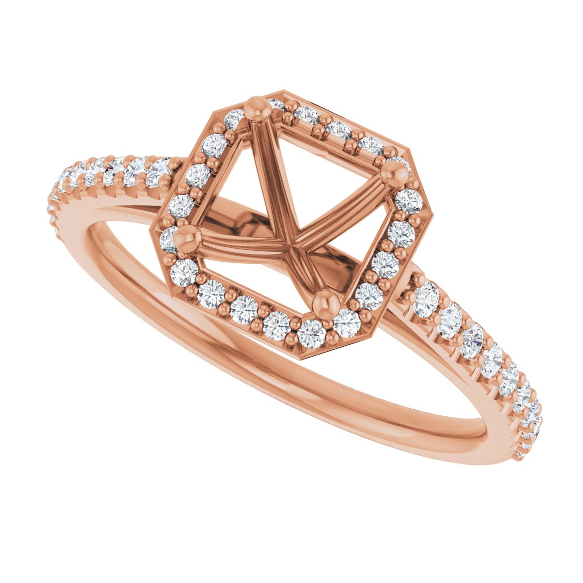 Asscher Halo-Style Engagement Ring Semi-Mount - gallery - Series 121987