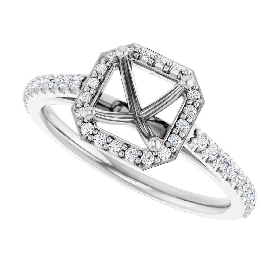 Asscher Halo-Style Engagement Ring Semi-Mount - gallery - Series 121987
