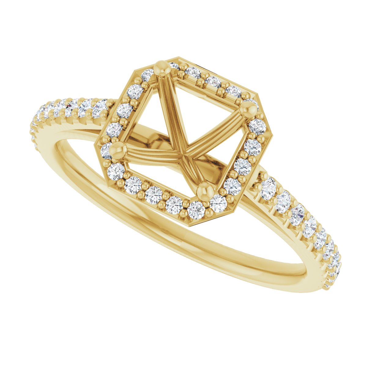 Asscher Halo-Style Engagement Ring Semi-Mount - gallery - Series 121987
