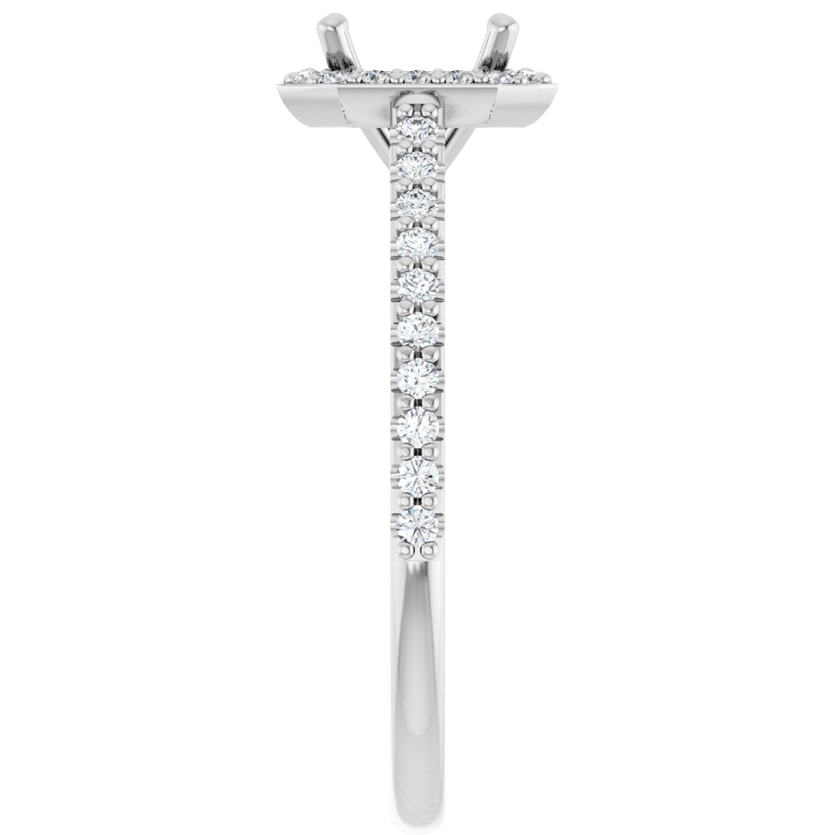 Asscher Halo-Style Engagement Ring Semi-Mount - gallery - Series 121987