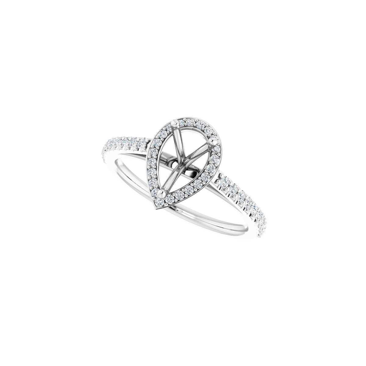 Pear Halo-Style Engagement Ring Semi-Mount - gallery - Series 121987