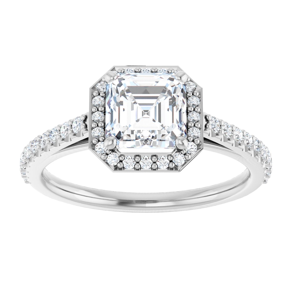 Asscher Halo-Style Engagement Ring Semi-Mount - gallery - Series 121987