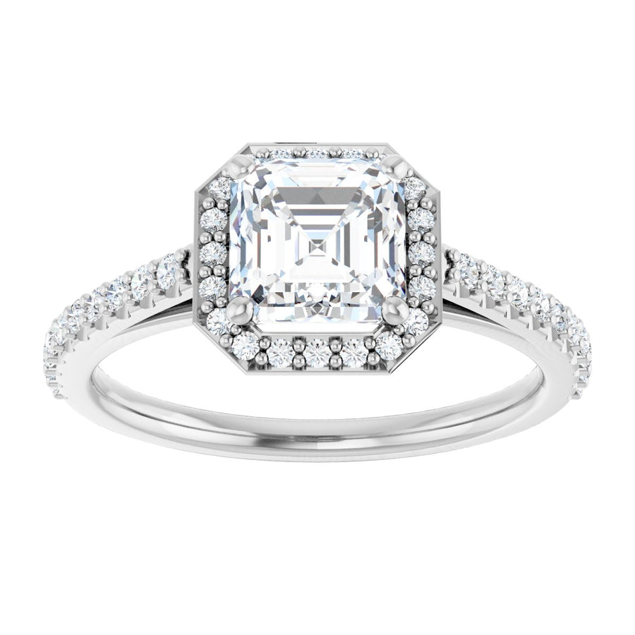 Asscher Halo-Style Engagement Ring Semi-Mount - gallery - Series 121987