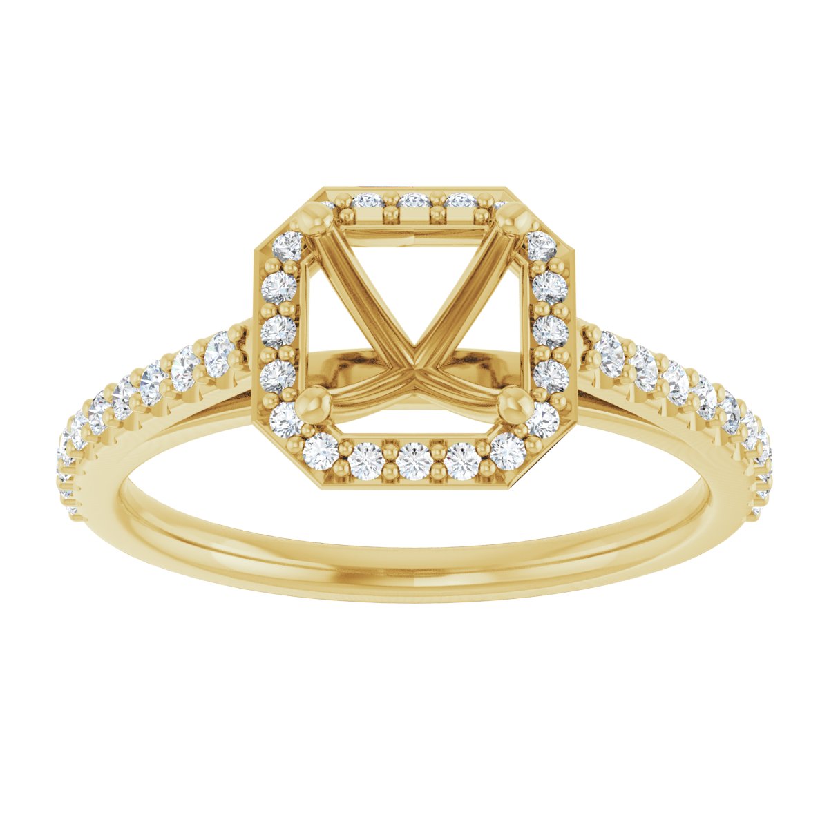 Asscher Halo-Style Engagement Ring Semi-Mount - gallery - Series 121987