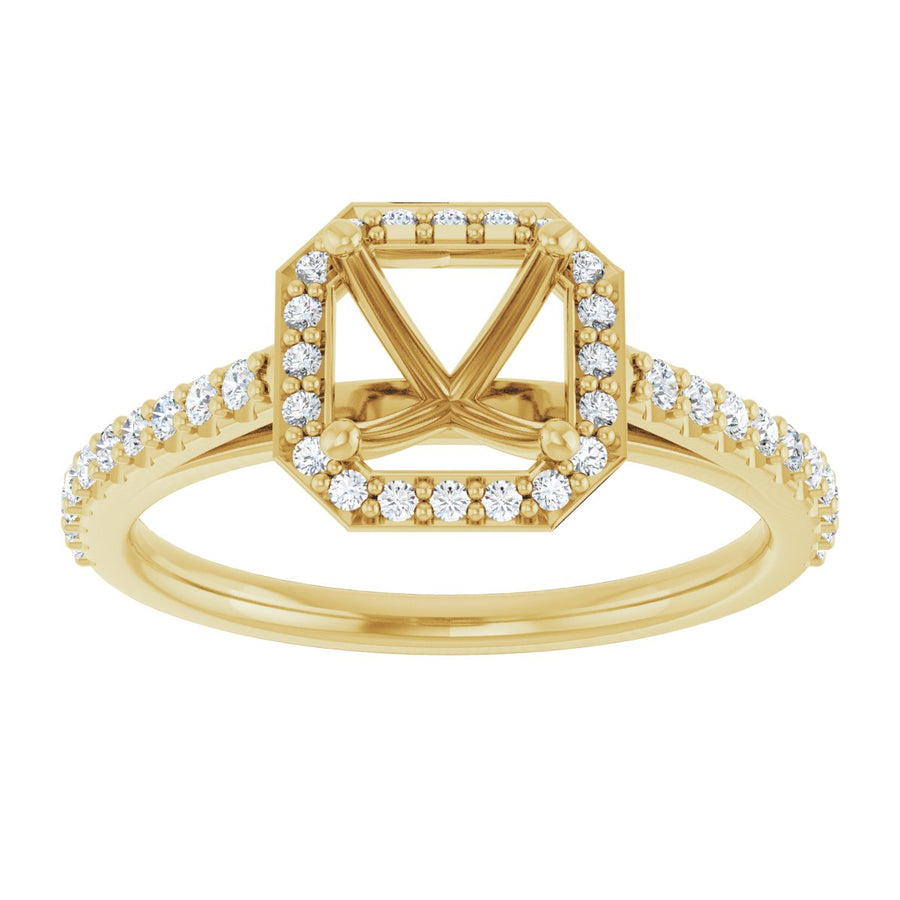 Asscher Halo-Style Engagement Ring Semi-Mount - gallery - Series 121987