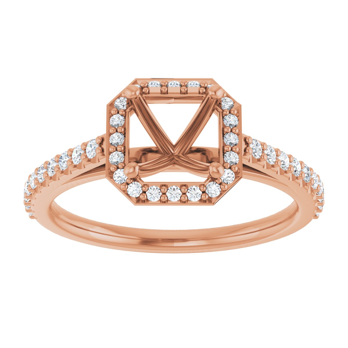 Asscher Halo-Style Engagement Ring Semi-Mount - gallery - Series 121987