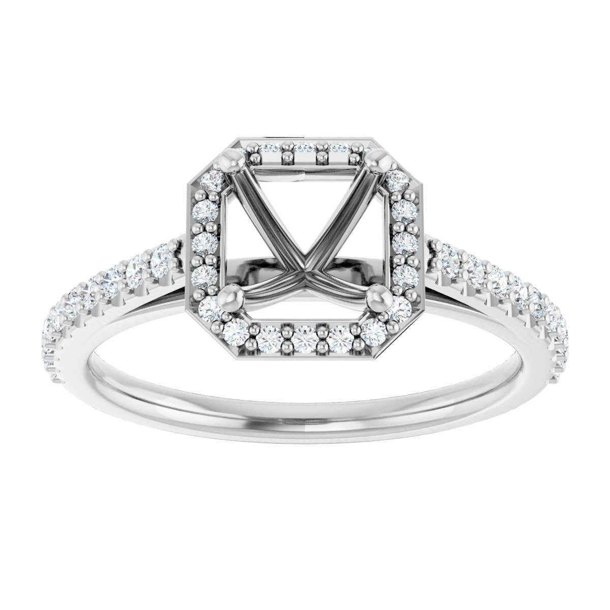 Asscher Halo-Style Engagement Ring Semi-Mount - gallery - Series 121987