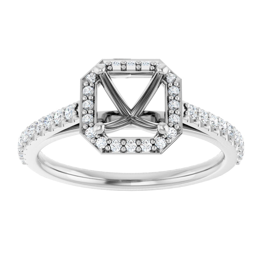 Asscher Halo-Style Engagement Ring Semi-Mount - gallery - Series 121987