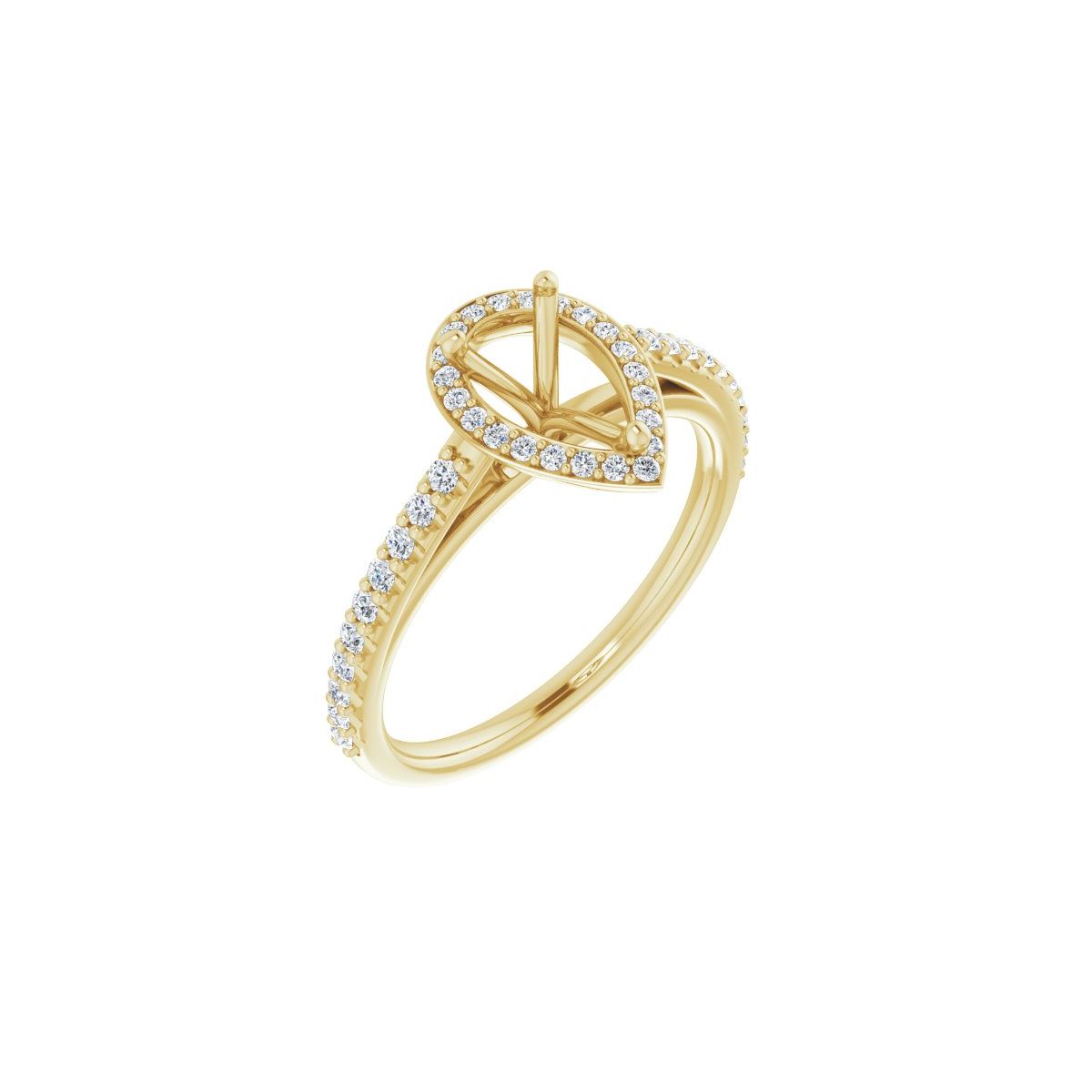 Natural Diamond Pear Halo-Style Engagement Ring Semi-Mount - 14K Yellow Gold - Series 121987