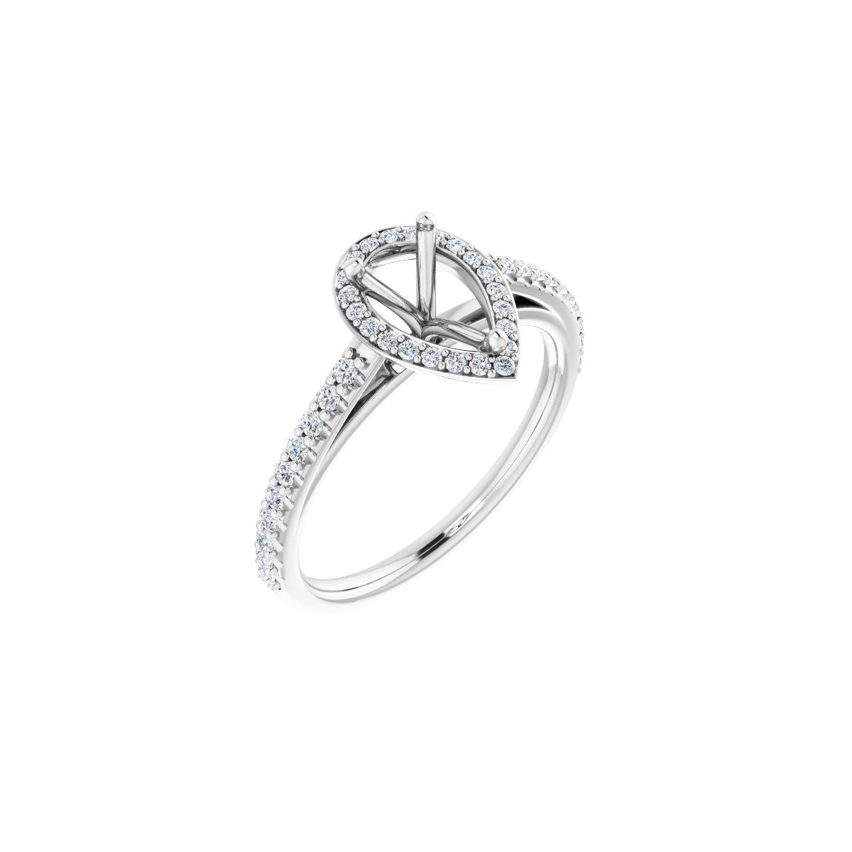 Natural Diamond Pear Halo-Style Engagement Ring Semi-Mount - Platinum - Series 121987