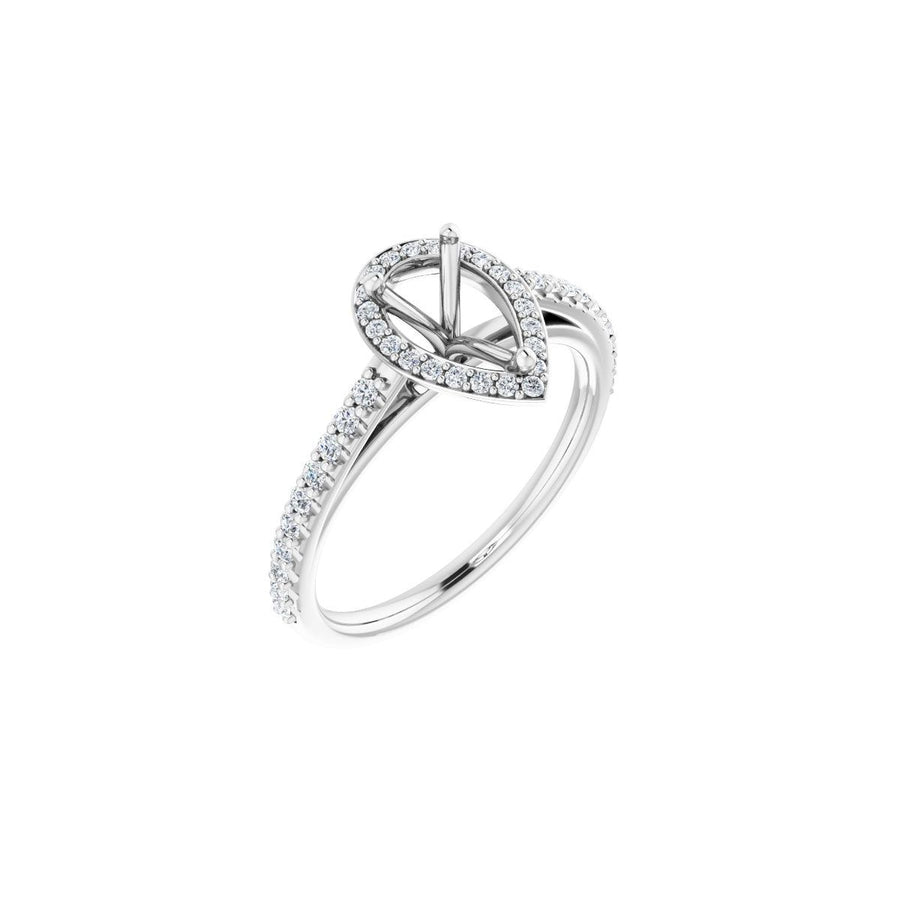Natural Diamond Pear Halo-Style Engagement Ring Semi-Mount - Platinum - Series 121987