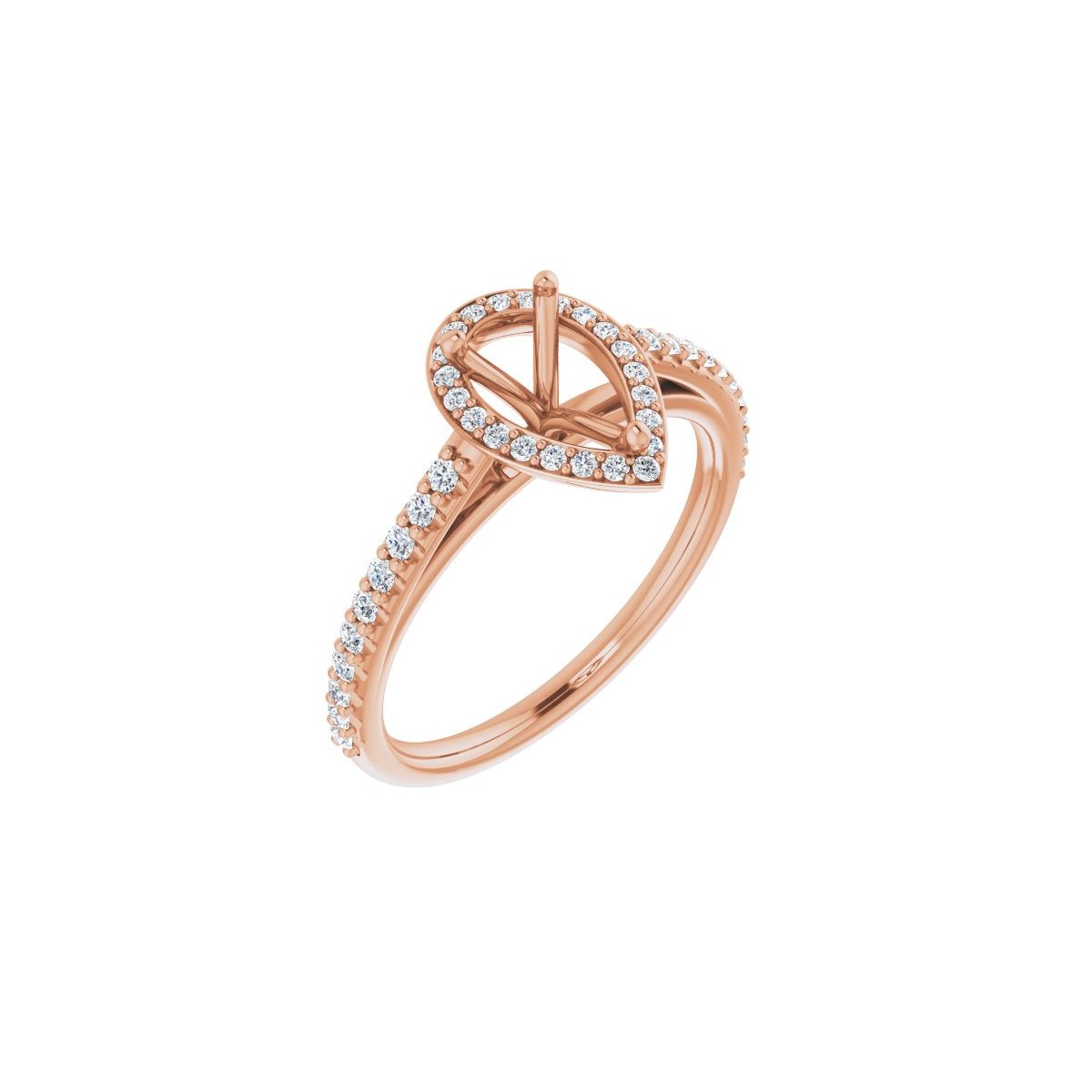 Natural Diamond Pear Halo-Style Engagement Ring Semi-Mount - 14K Rose Gold - Series 121987