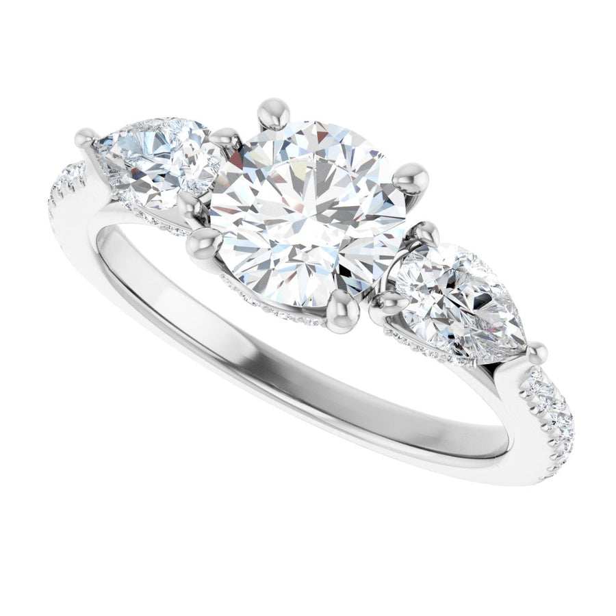 Round Three-Stone Engagement Ring Semi-Mount - gallery - Series 123480