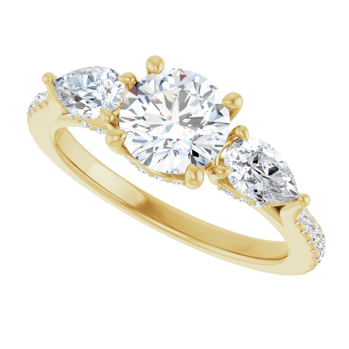 Round Three-Stone Engagement Ring Semi-Mount - gallery - Series 123480