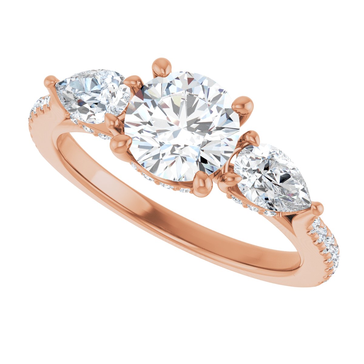 Round Three-Stone Engagement Ring Semi-Mount - gallery - Series 123480