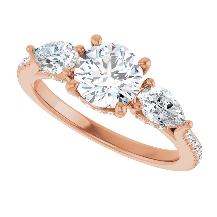 Round Three-Stone Engagement Ring Semi-Mount - gallery - Series 123480