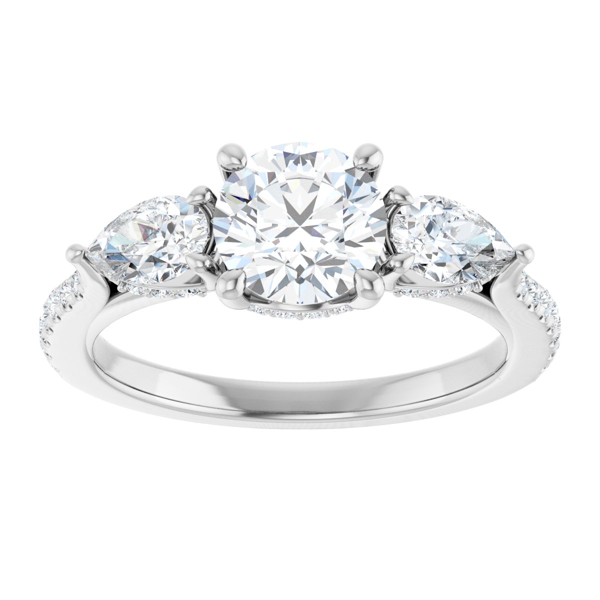 Round Three-Stone Engagement Ring Semi-Mount - gallery - Series 123480