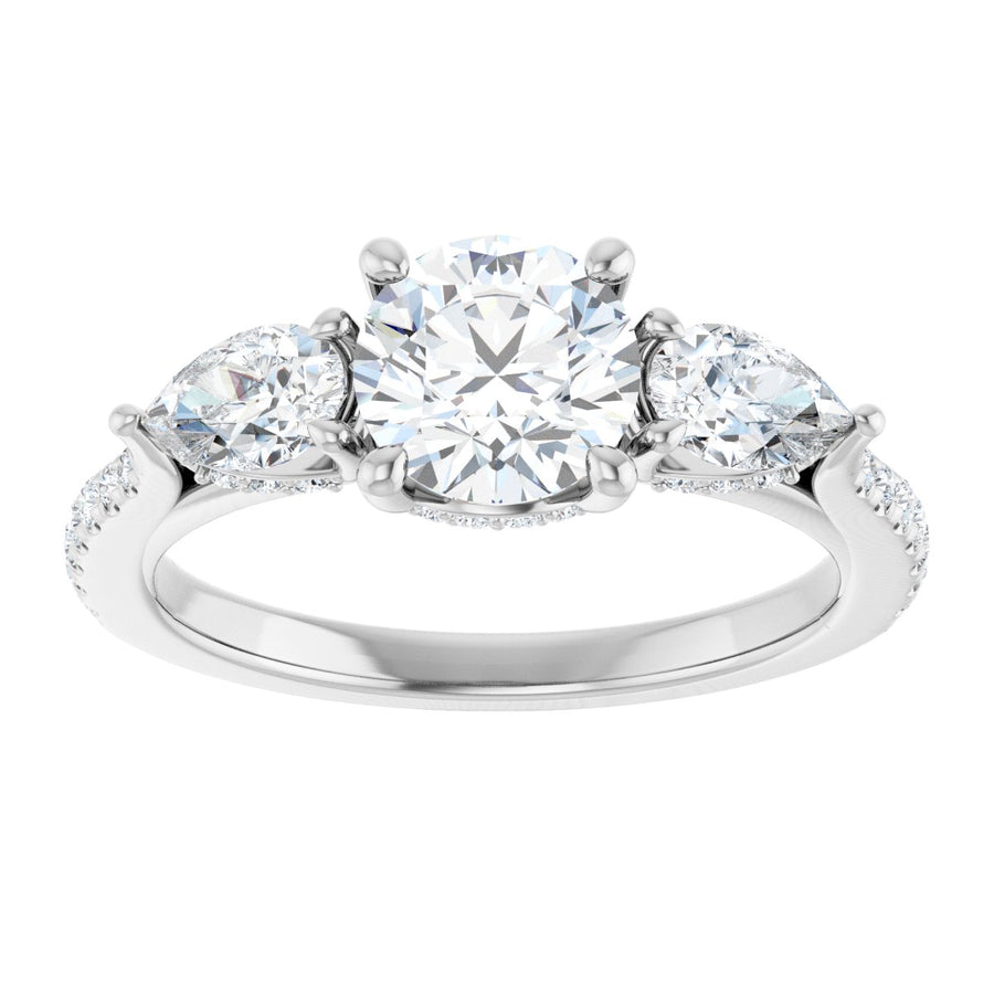 Round Three-Stone Engagement Ring Semi-Mount - gallery - Series 123480