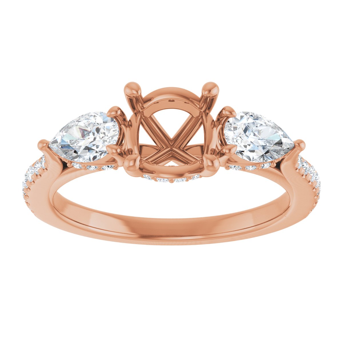 Round Three-Stone Engagement Ring Semi-Mount - gallery - Series 123480
