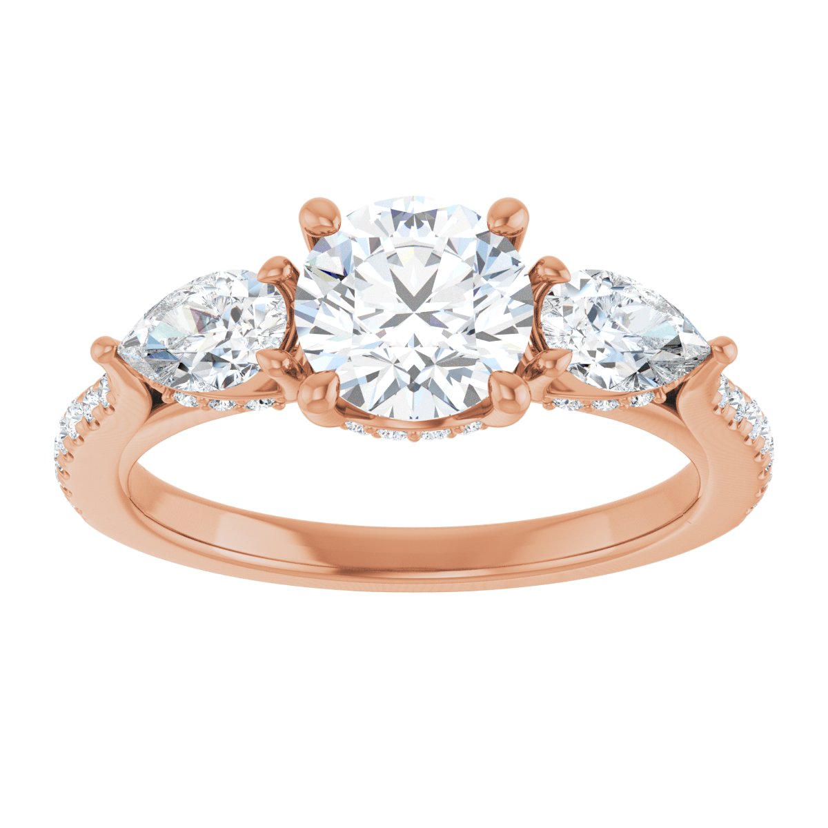 Round Three-Stone Engagement Ring Semi-Mount - gallery - Series 123480