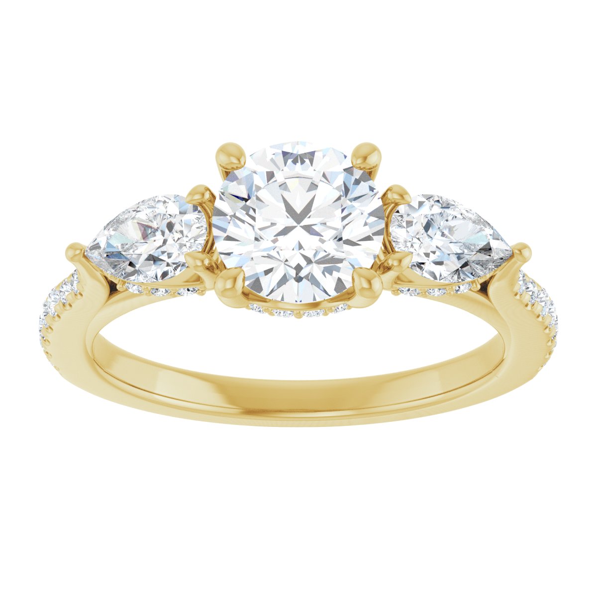 Round Three-Stone Engagement Ring Semi-Mount - gallery - Series 123480