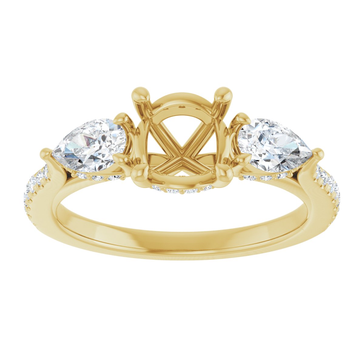 Round Three-Stone Engagement Ring Semi-Mount - gallery - Series 123480