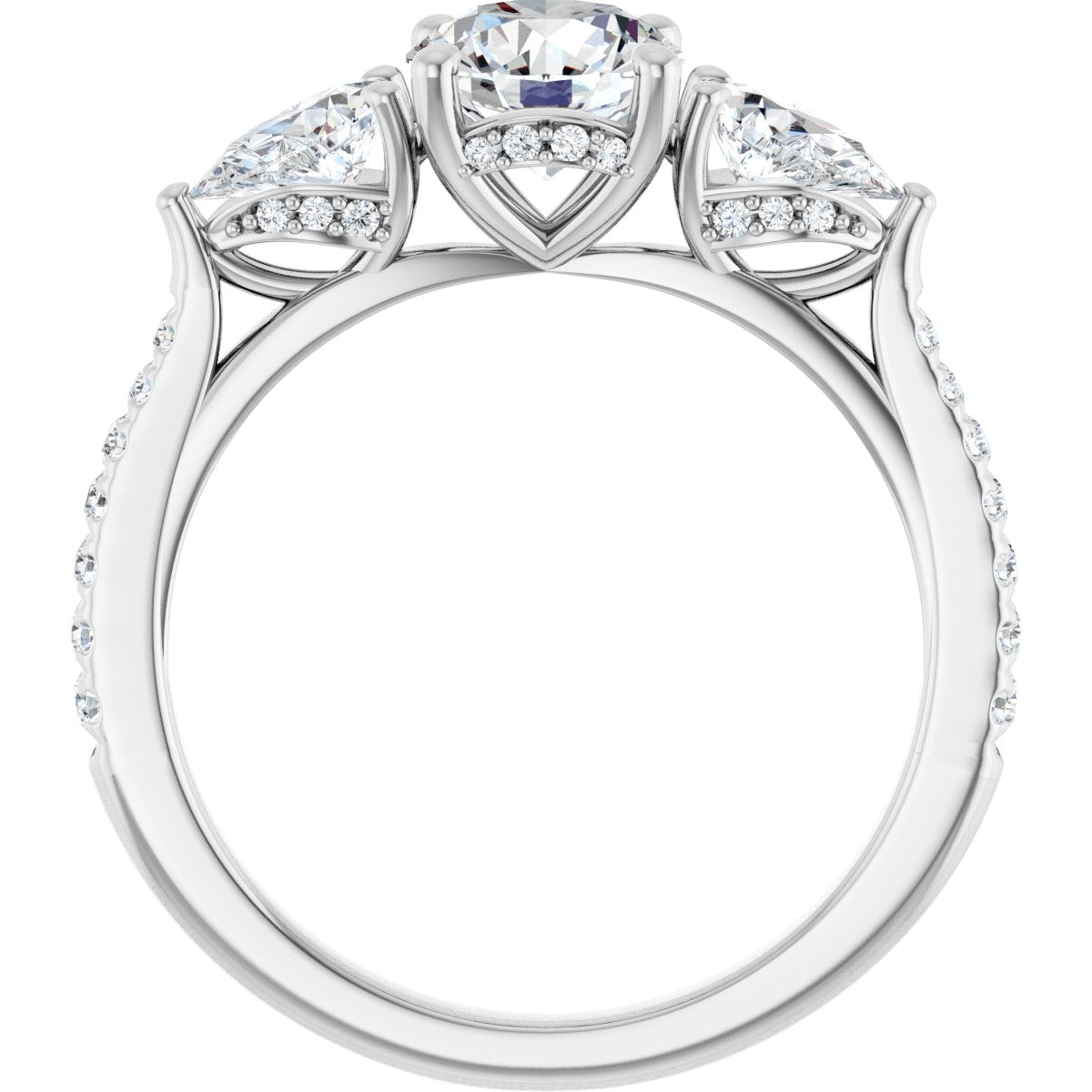 Round Three-Stone Engagement Ring Semi-Mount - gallery - Series 123480