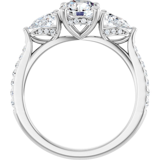 Round Three-Stone Engagement Ring Semi-Mount - gallery - Series 123480
