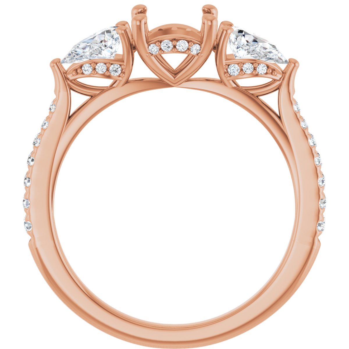 Round Three-Stone Engagement Ring Semi-Mount - gallery - Series 123480