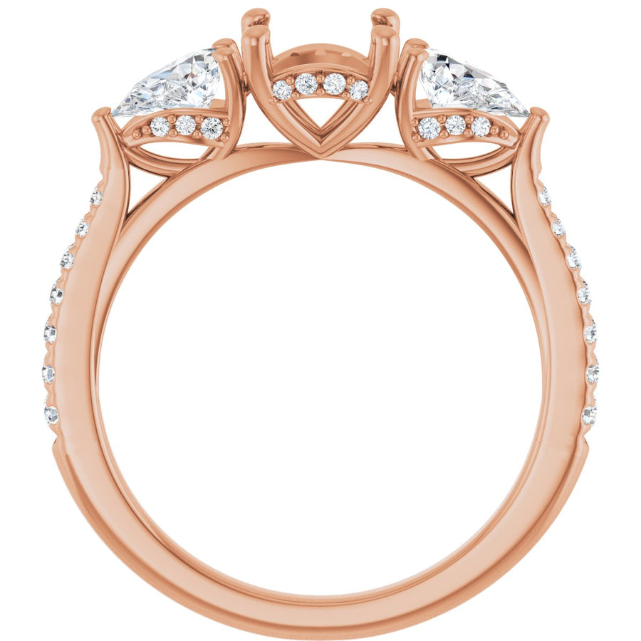 Round Three-Stone Engagement Ring Semi-Mount - gallery - Series 123480